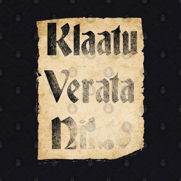 Klaatu Verata Necktie (Parchment) by lucafon18